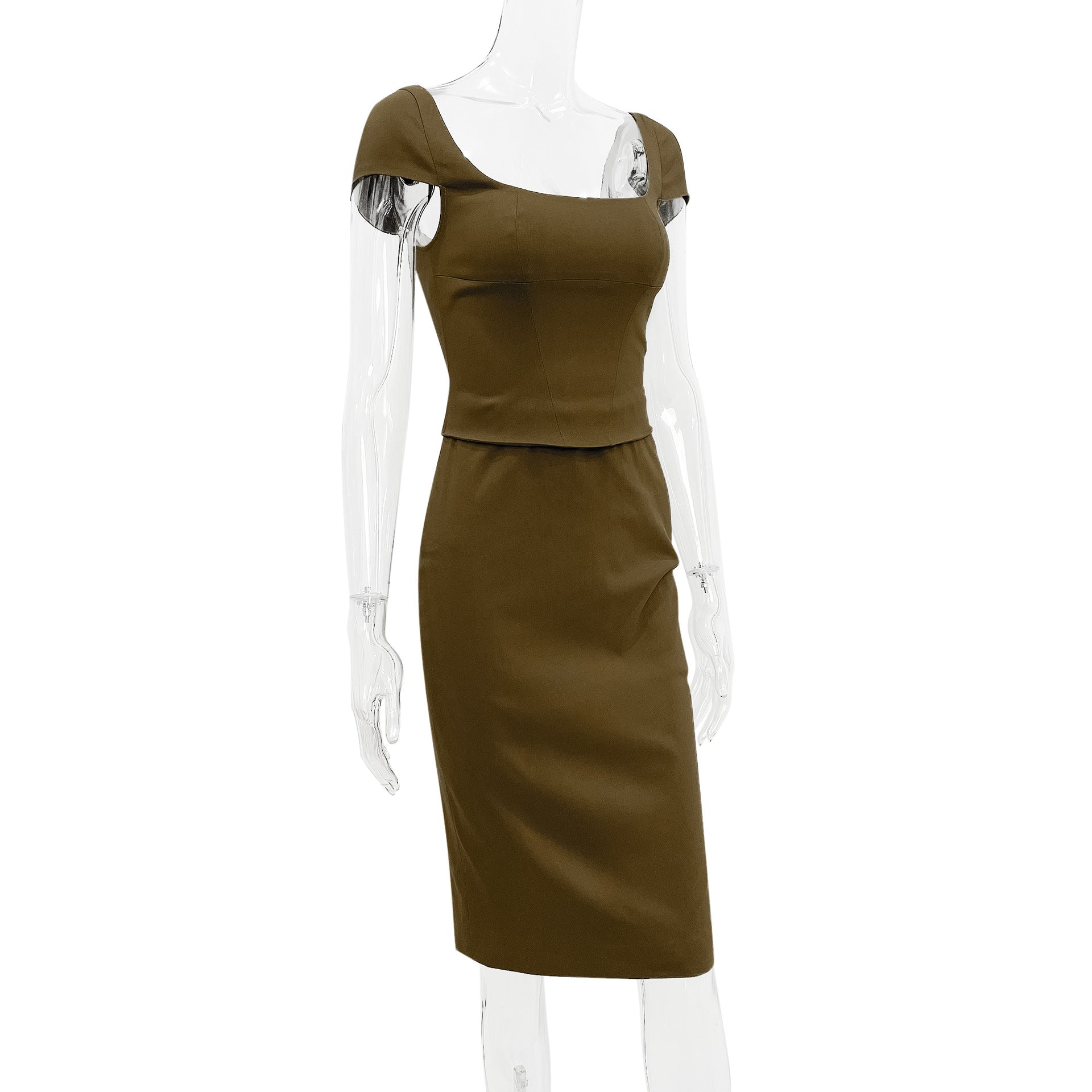 Women Square Neck Backless French Bodycon Dress 10