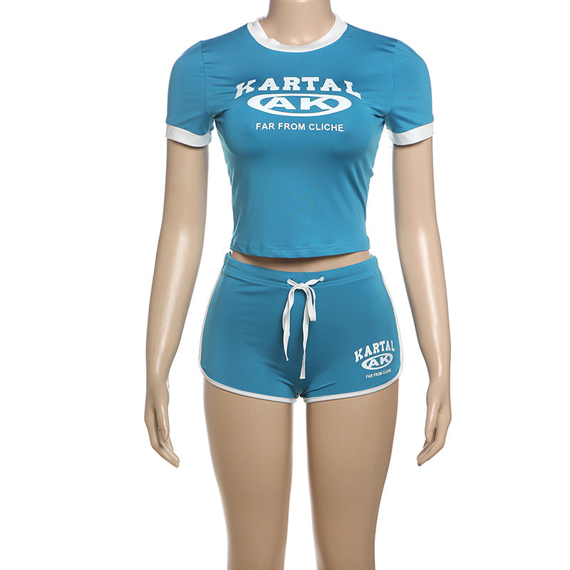 Women Style printed Crop Top and shorts two-piece set 11