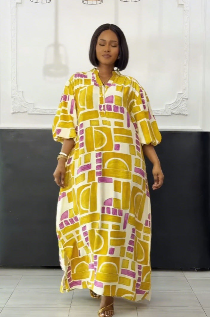 Women Career Casual Lantern sleeve slit dress 3