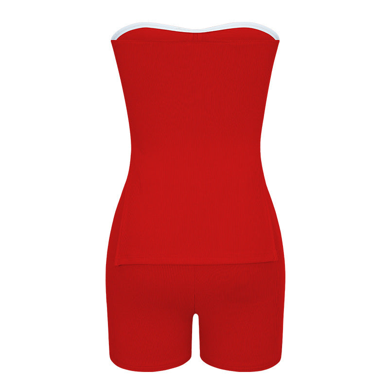 Knitting Ribbed Summer Solid Color Fashion Casual Suit 37