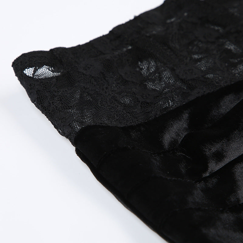 Sexy Lace Patchwork Solid Color Chic Elegant Slim Long Skirt 20