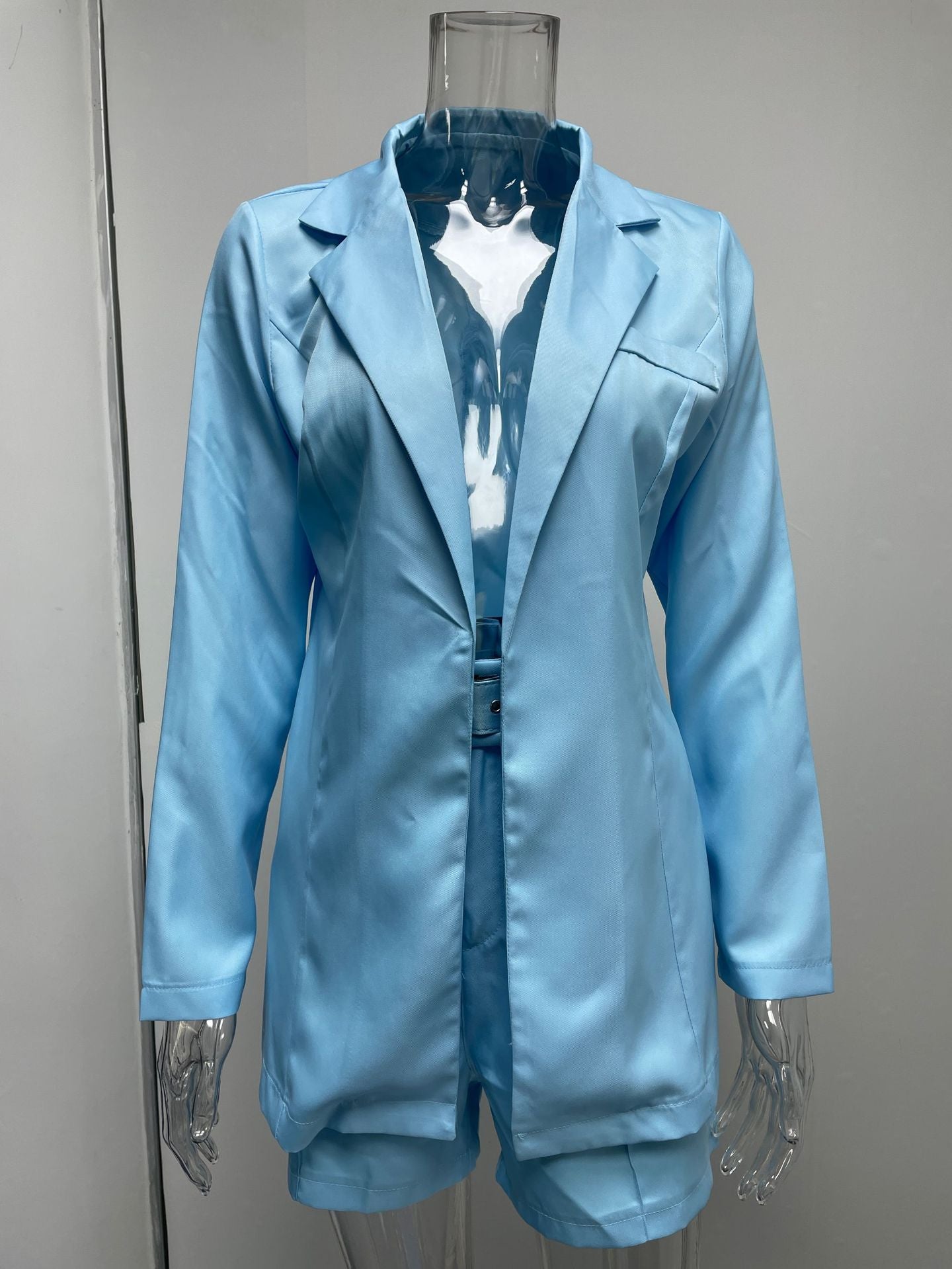 Women fashion Blazer+Shorts with belt Two-piece 49