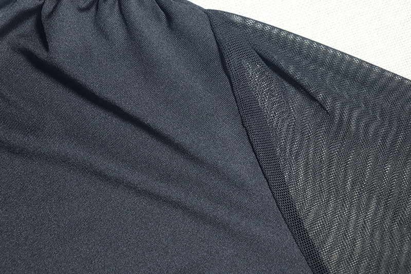 Women Solid mesh Patchwork Long Sleeve Hollow Chic Casual Dress 11