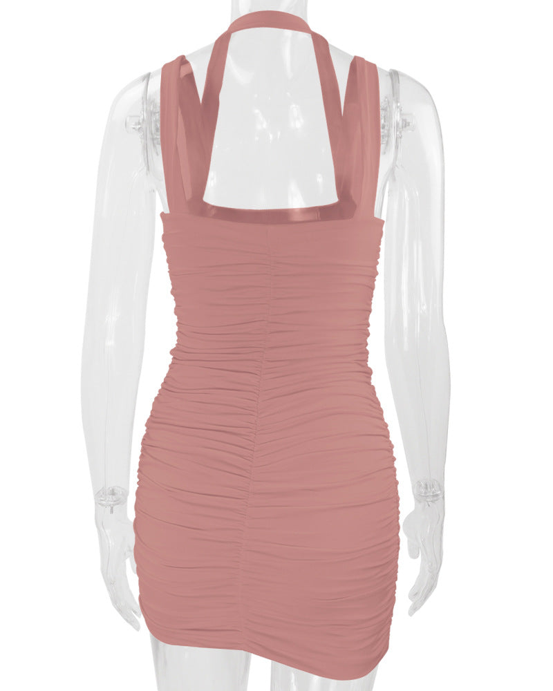 Women Sexy Backless Halter Neck Bodycon Dress 19