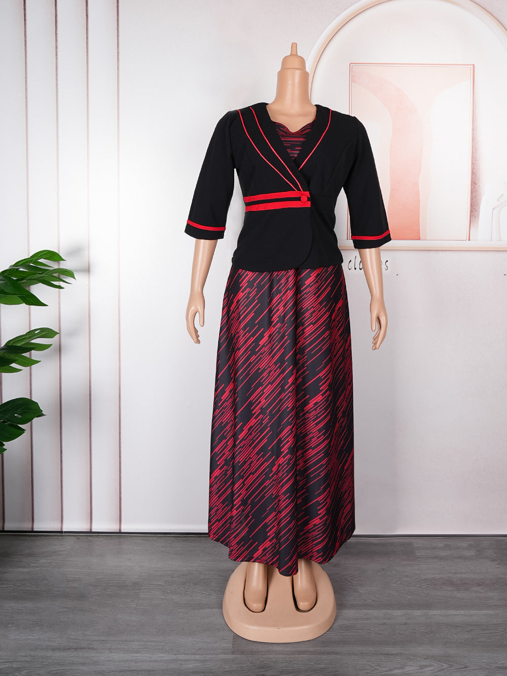 African Women Clothing Plus Size Women Clothing Chic Career Career Jacket Dress Two Piece Set 11
