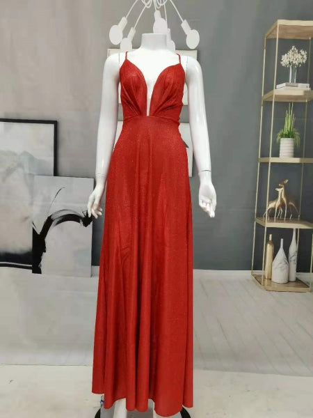 Plus Size Women Suspender V Neck Lace Up Sleeveless Backless Evening Dress 10