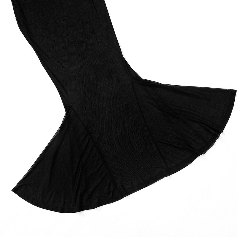 Spring Women's Fashionable Sexy See-Through  Mesh Long-Sleeved Slim Dress 12