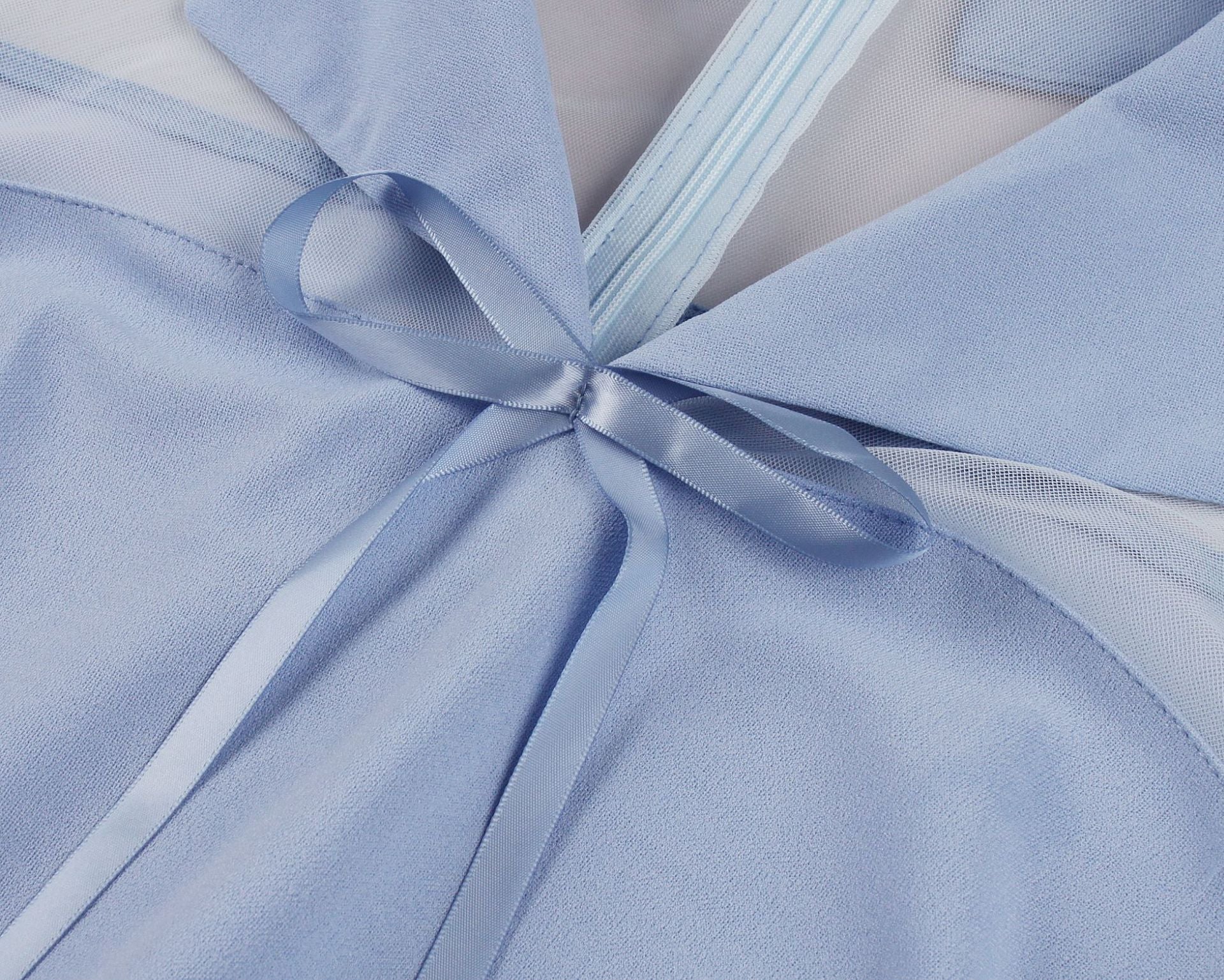 Women's Slim Waist Turndown Collar Bow Short Sleeve Chic Elegant A-Line Dress 21