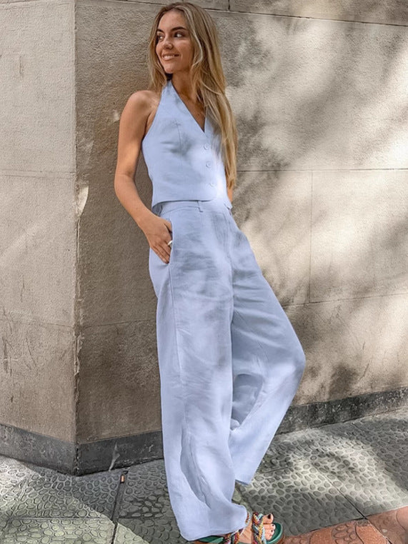 Women Summer Sleeveless Vest and Pants Two Piece Set 3