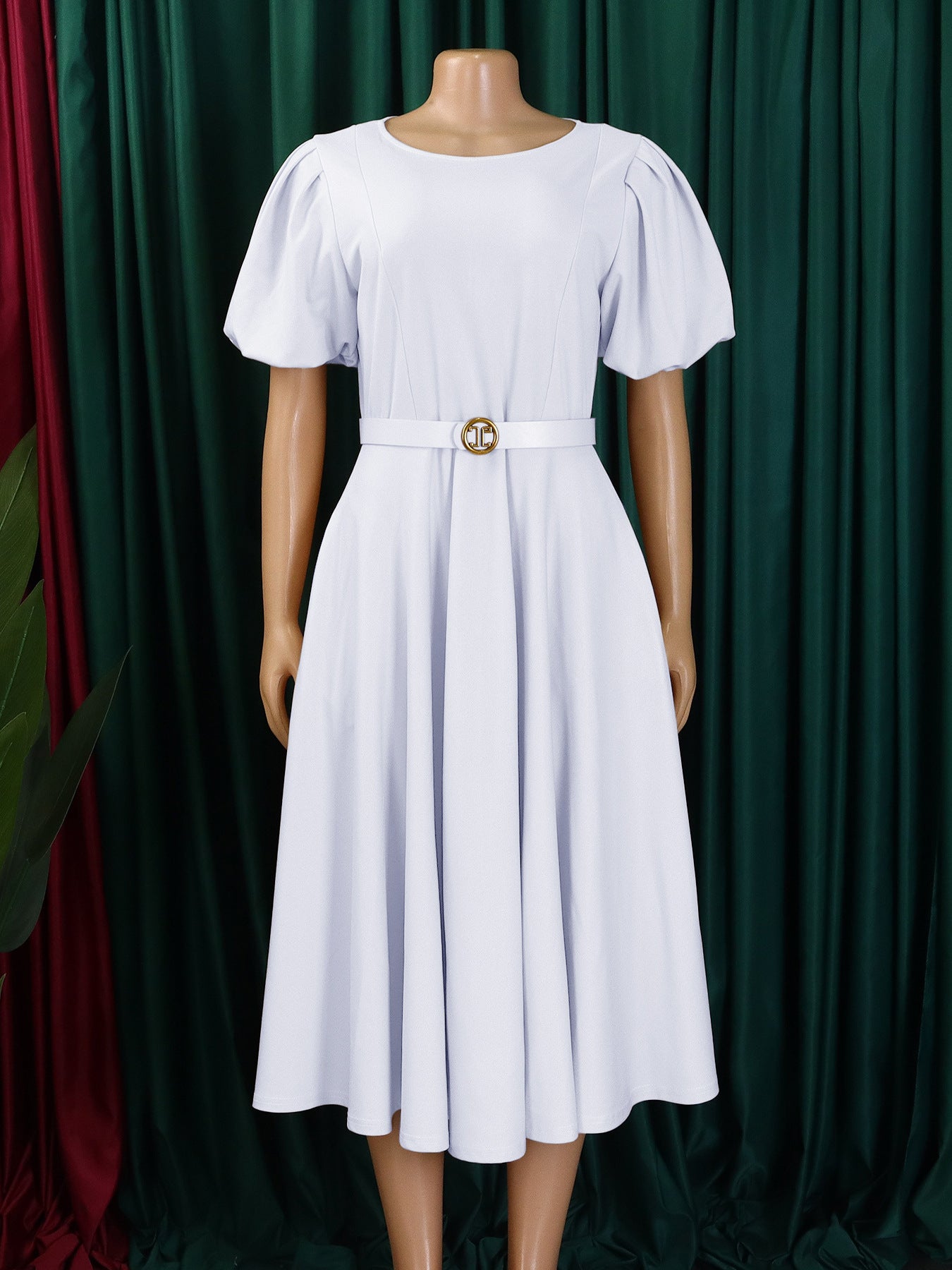 Plus Size Women's Summer Fashion Bubble Chic A-Line High Waist African Dress