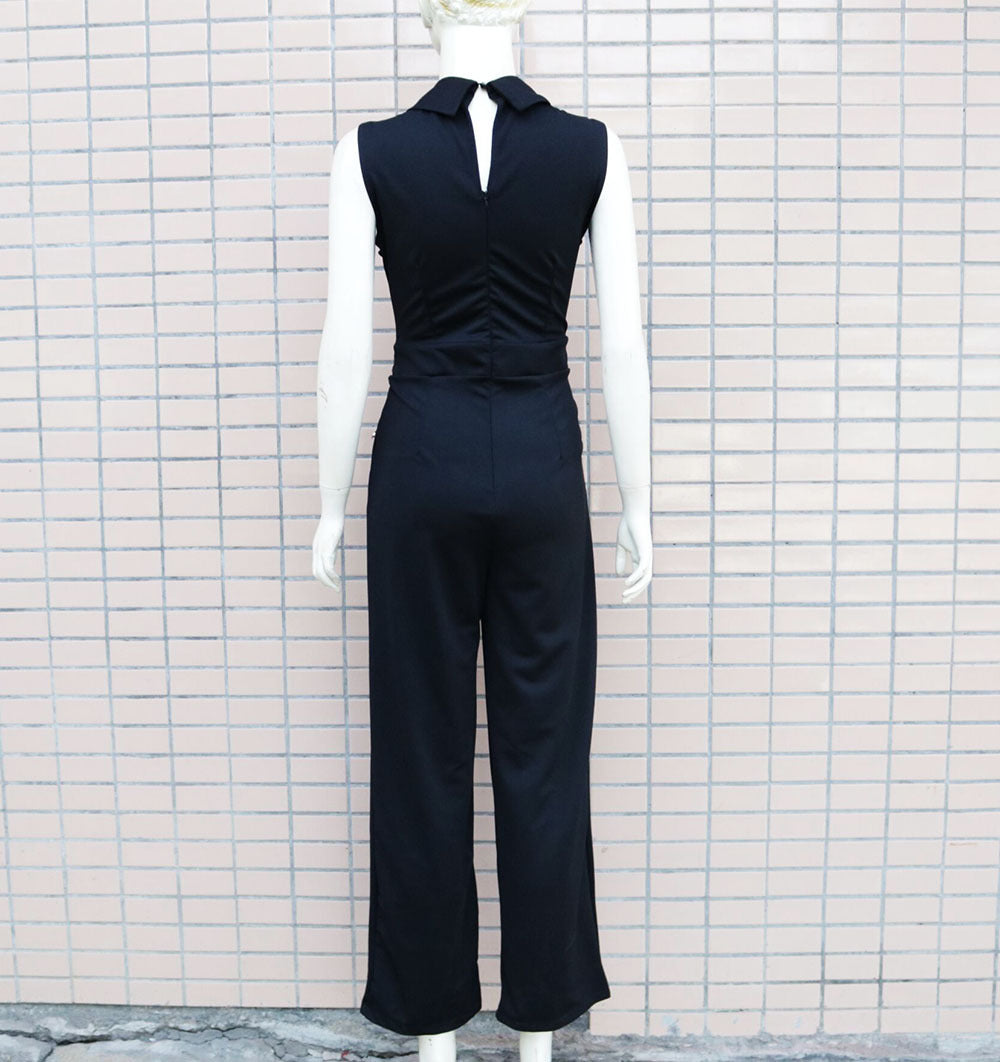 Spring/Summer Sexy Turndown Collar Sleeveless Bodysuit Slim Fashion Professional Jumpsuit 10