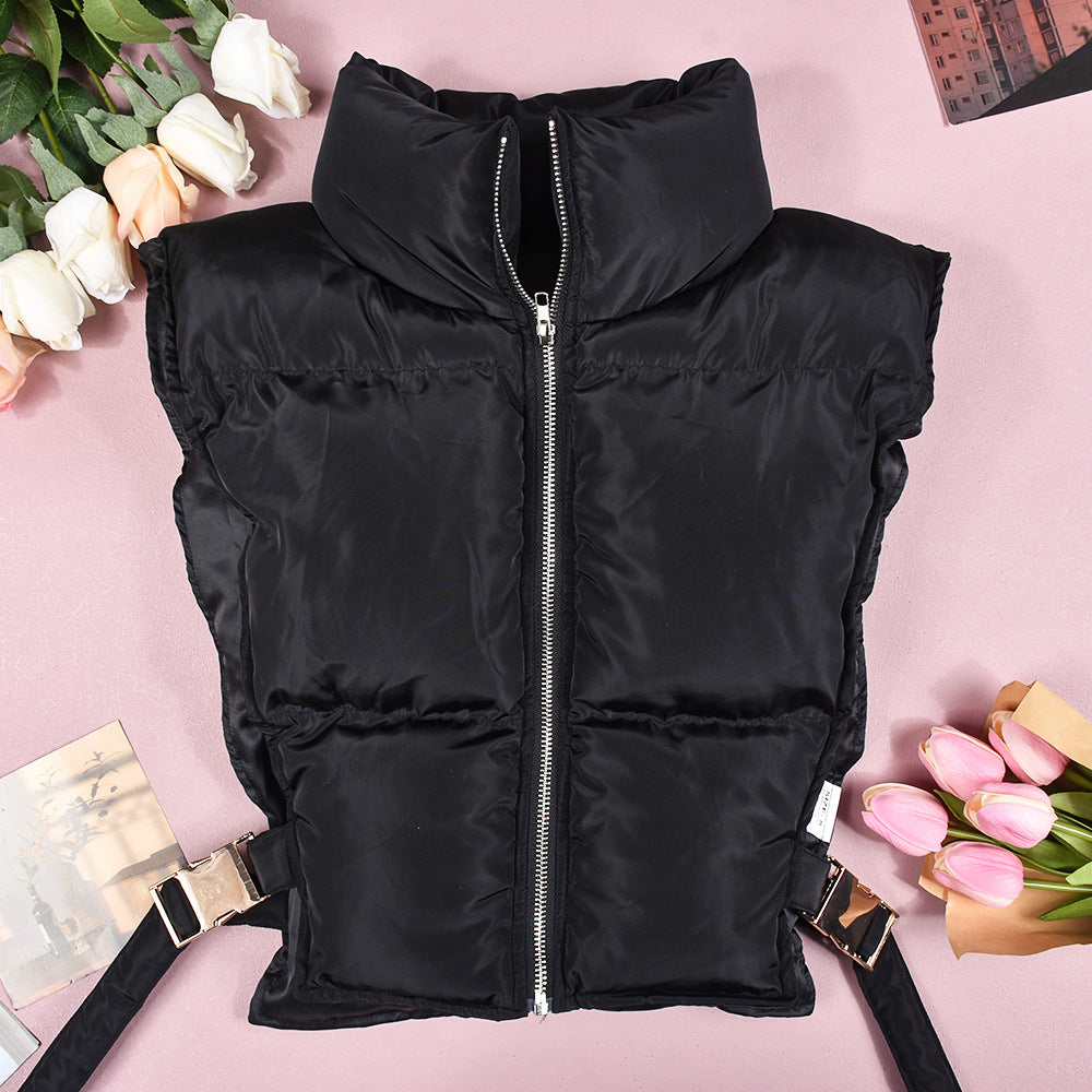 Women winter lace zipper sleeveless vest 7