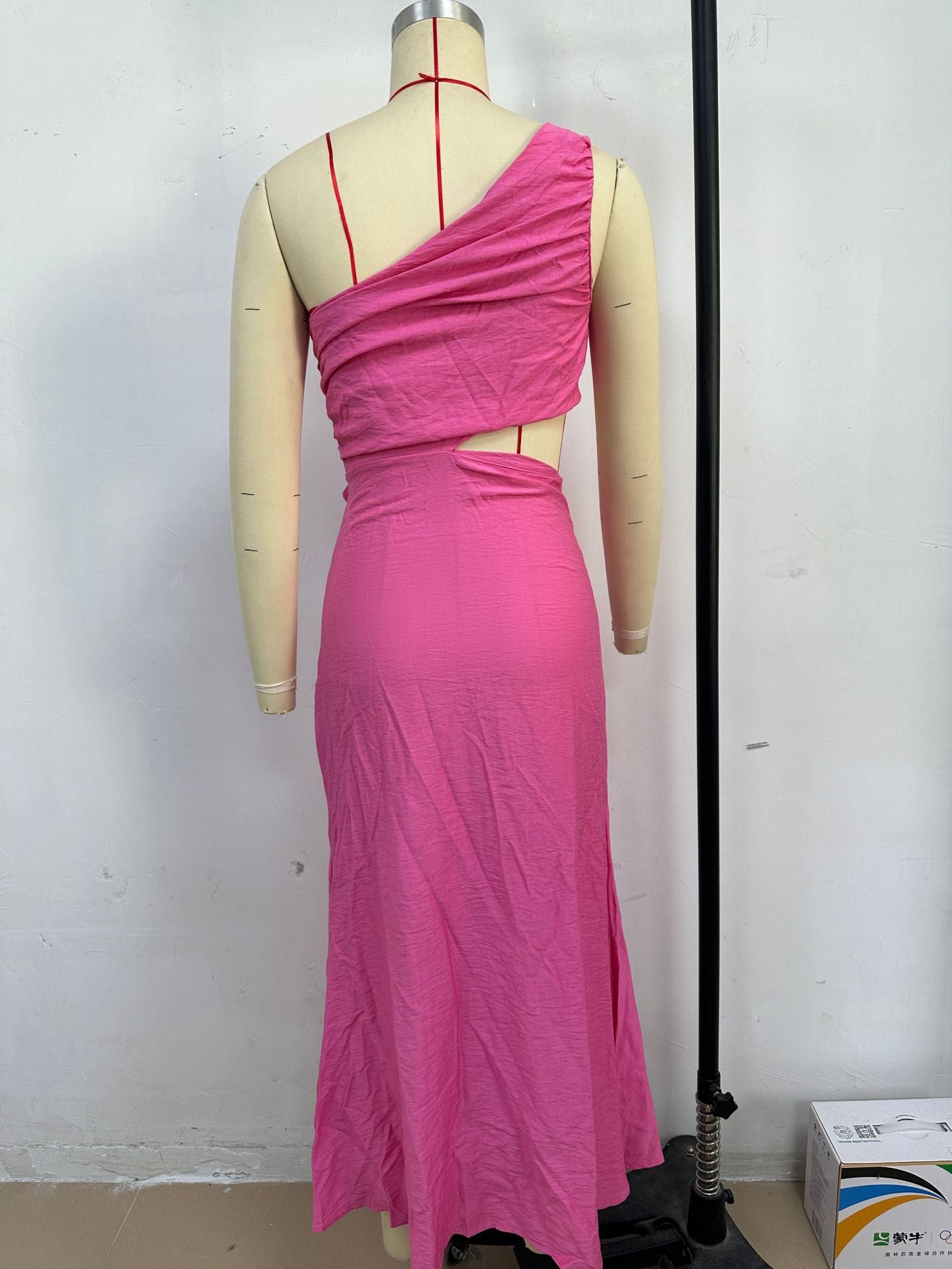 Summer Fashion Women's Sexy Slash shoulder Solid Color Slim Dress 7