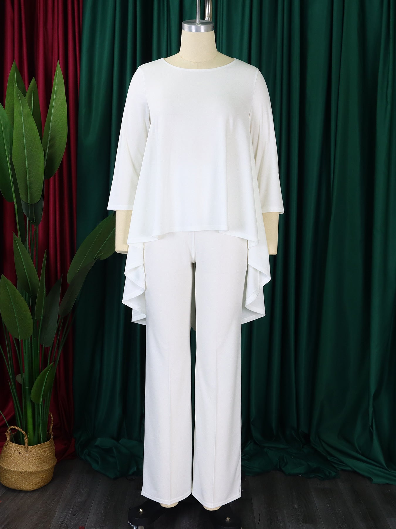 Plus Size Women Long Sleeve Top and Wide Leg Pants Set 11