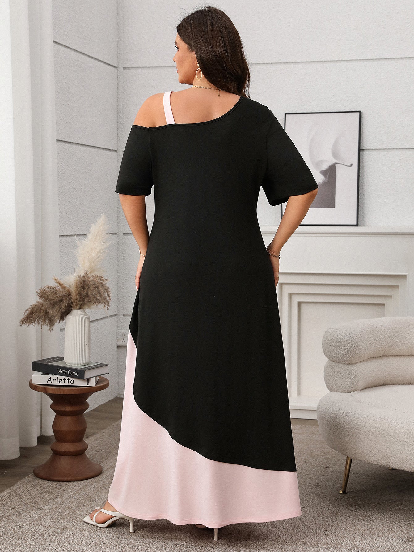 Women Spring and Summer Solid Patchwork Suspender Short Sleeve Dress