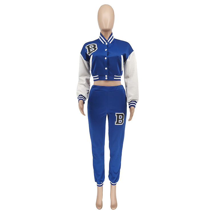 Women's Letter Print Casual Two-Piece Patchwork Tracksuit 45
