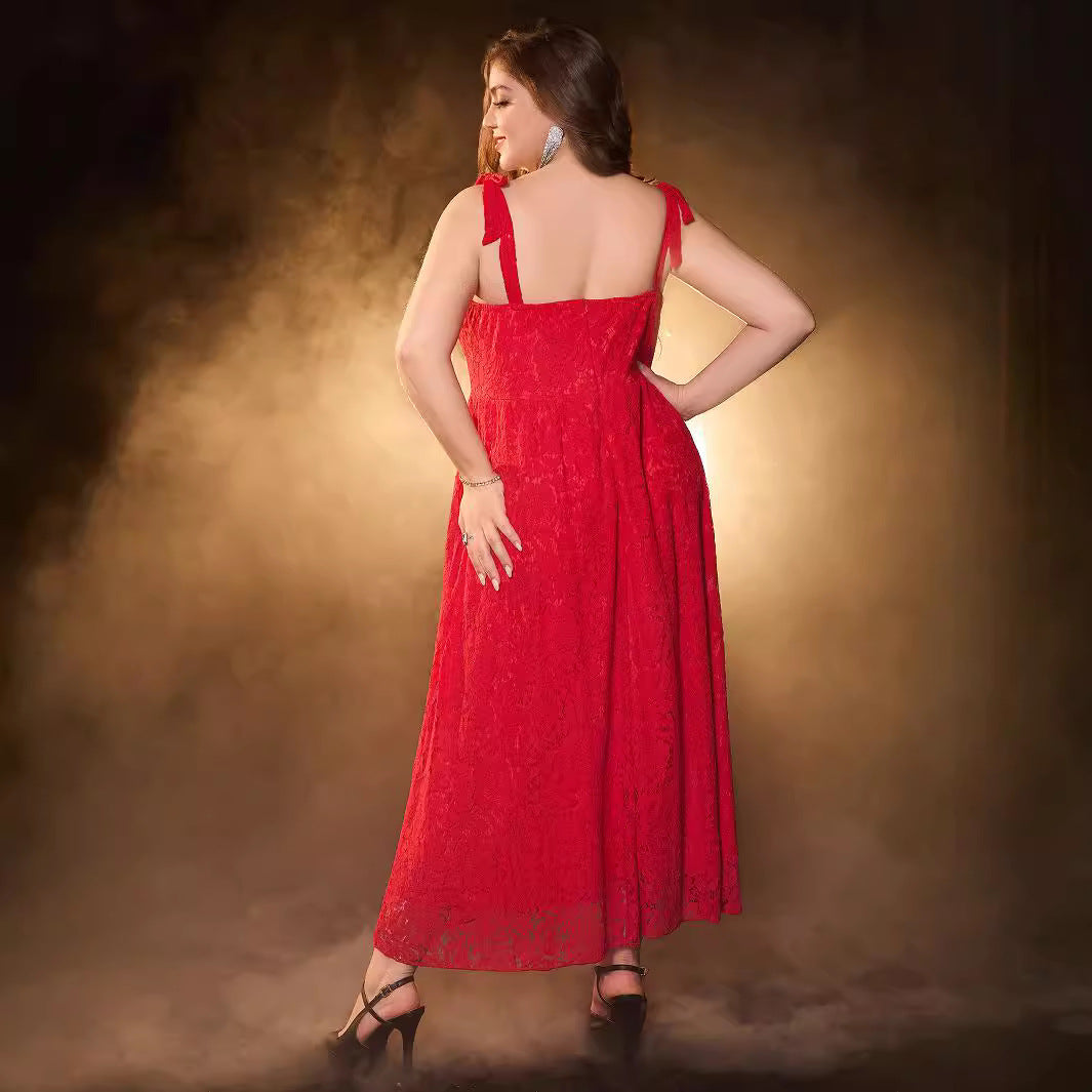 Plus Size Strap Lace Formal Party Ball Gown 4