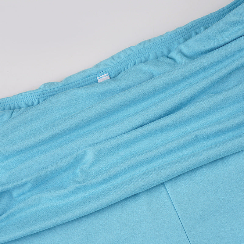 American Casual Sport Color Block Long Sleeve T-Shirt & Fold-Waist Pants Gym Three-Piece Set 19