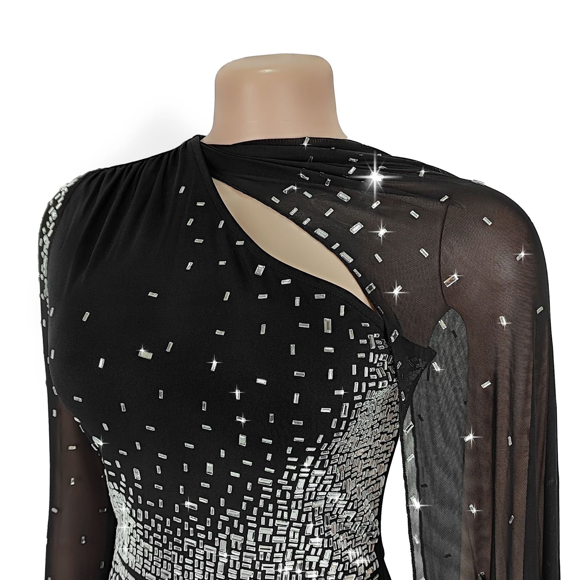 Women Sexy Mesh Beaded Bodycon Dress 13