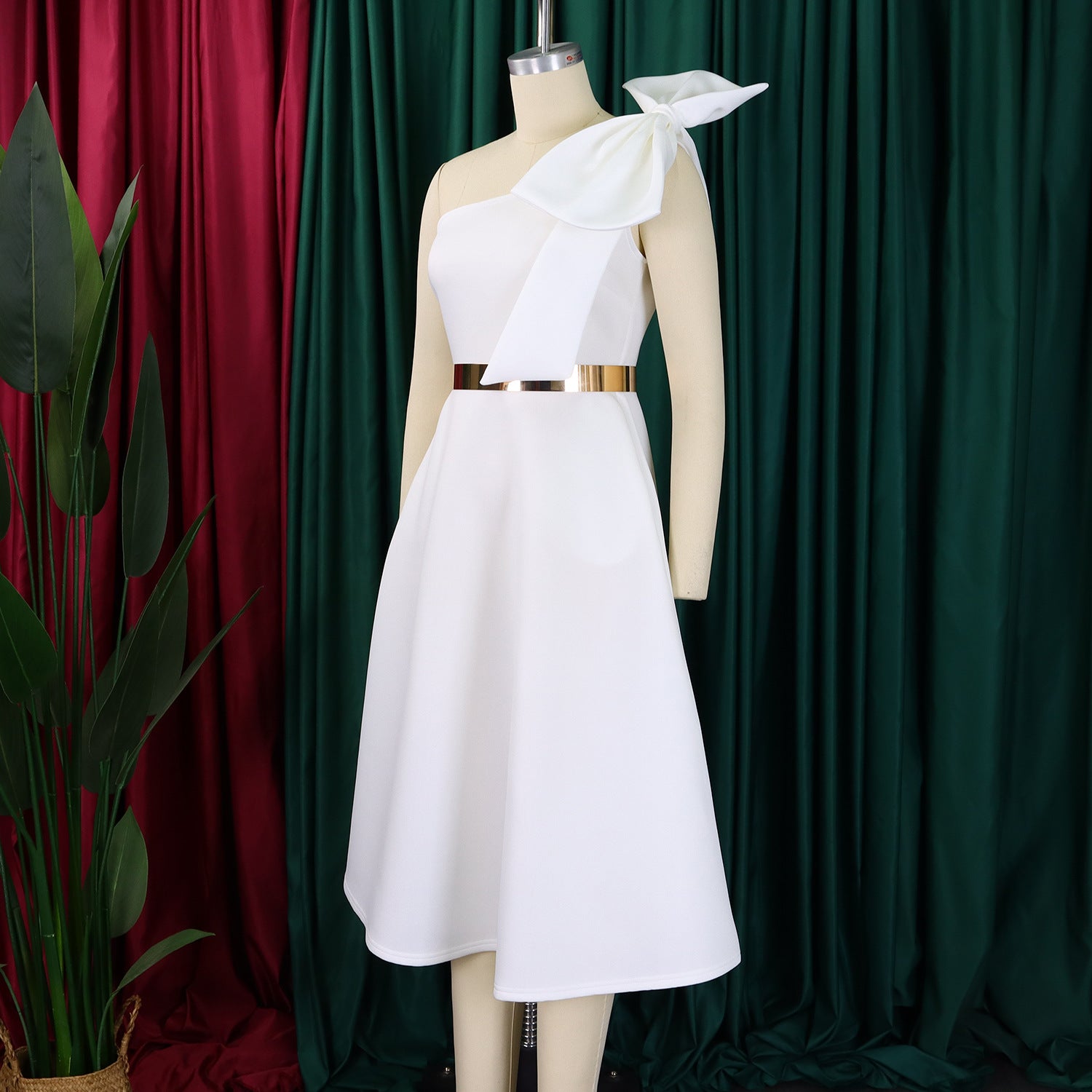 Fashion Women's Solid Color Sexy Formal Party African Dress 9