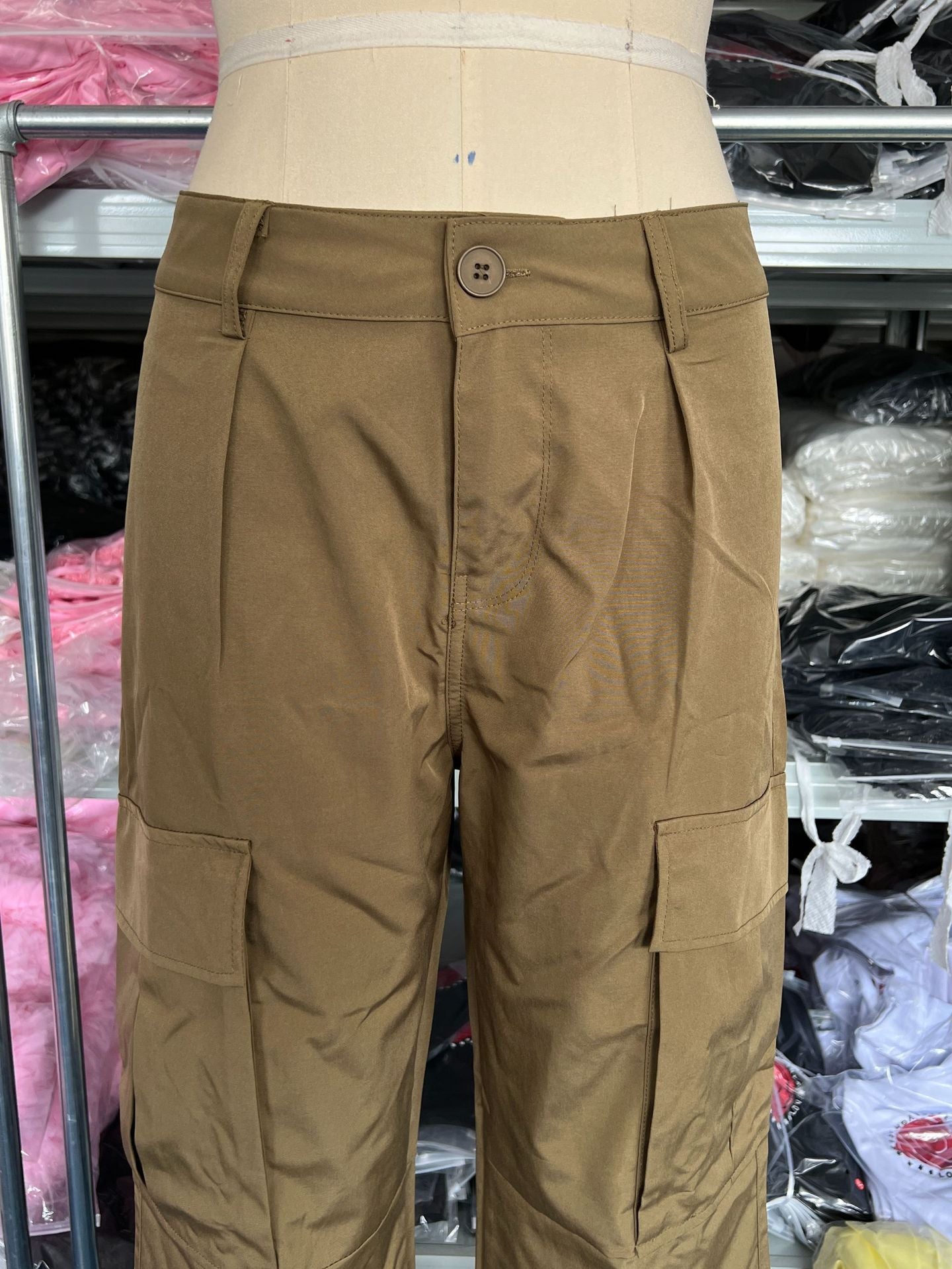 Retro low-waist loose woven pants women's multi-pocket Casual Cargo pants 11