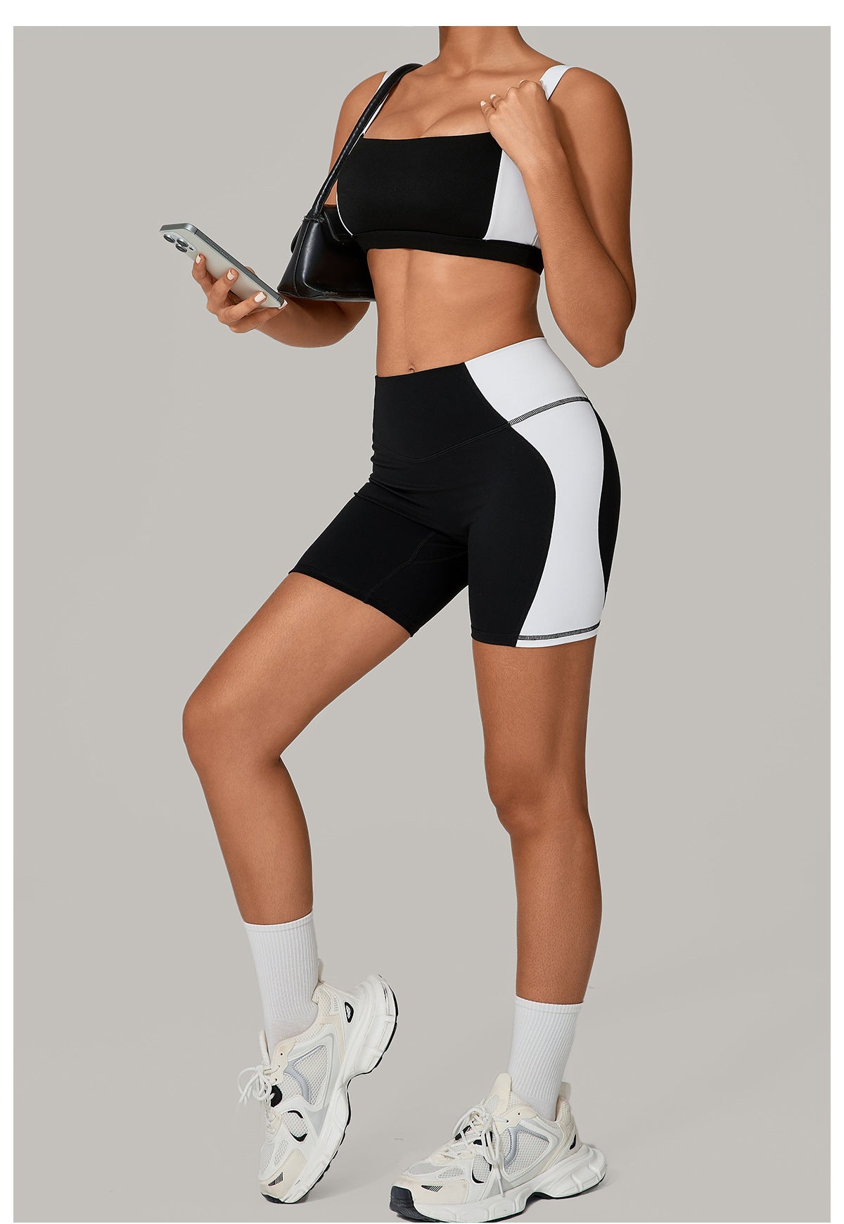 Women Backless Yoga Colorblock Quick Dry Fitness Wear Sports Two-piece Set 3