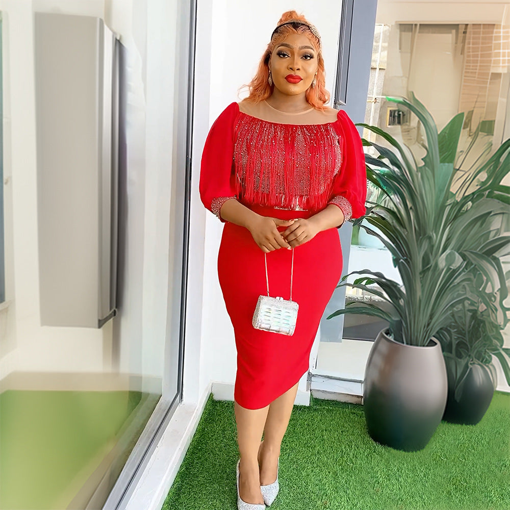 Women's Fashion Career Chic African Plus Size Dress 4