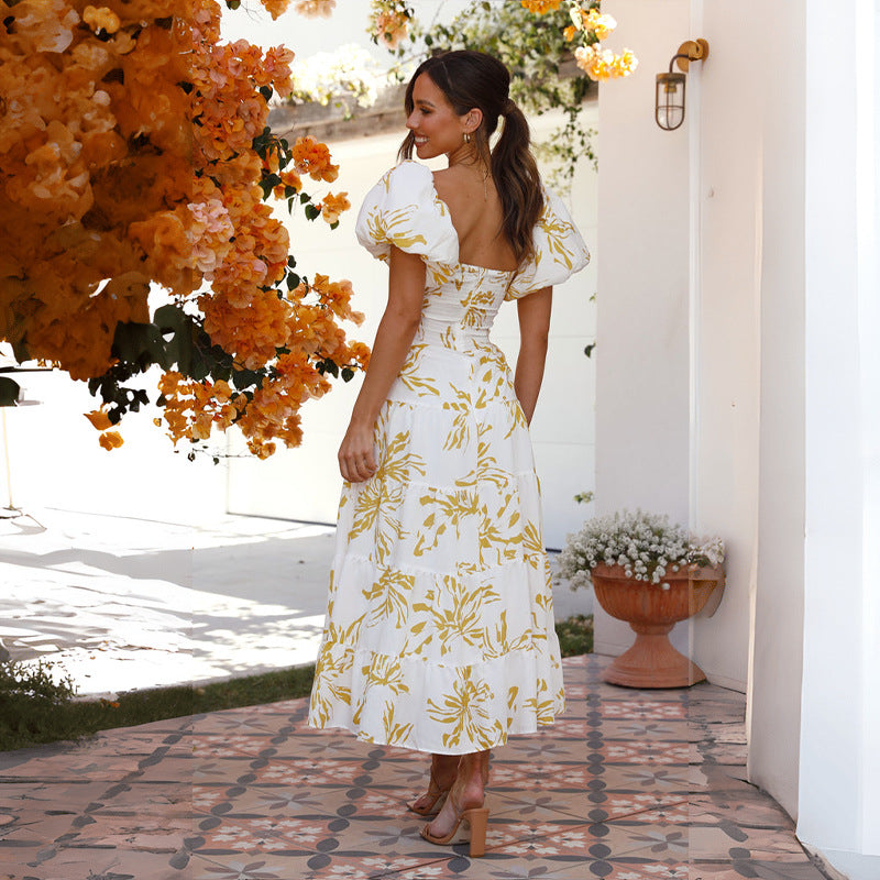 Women Printed Puff Sleeve Dress 46