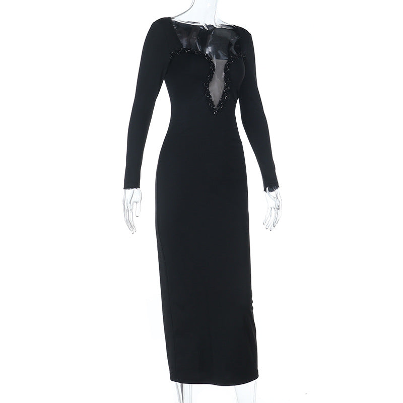 Chic Glitter Dress Tight Fitting Fishtail Party Evening Gown Long Dress 6