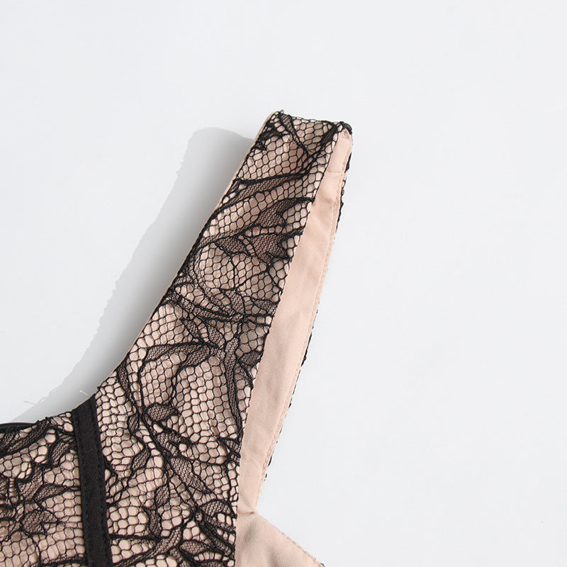 Women French Retro Summer Suspender Maxi Fishbone Lace Dress 16