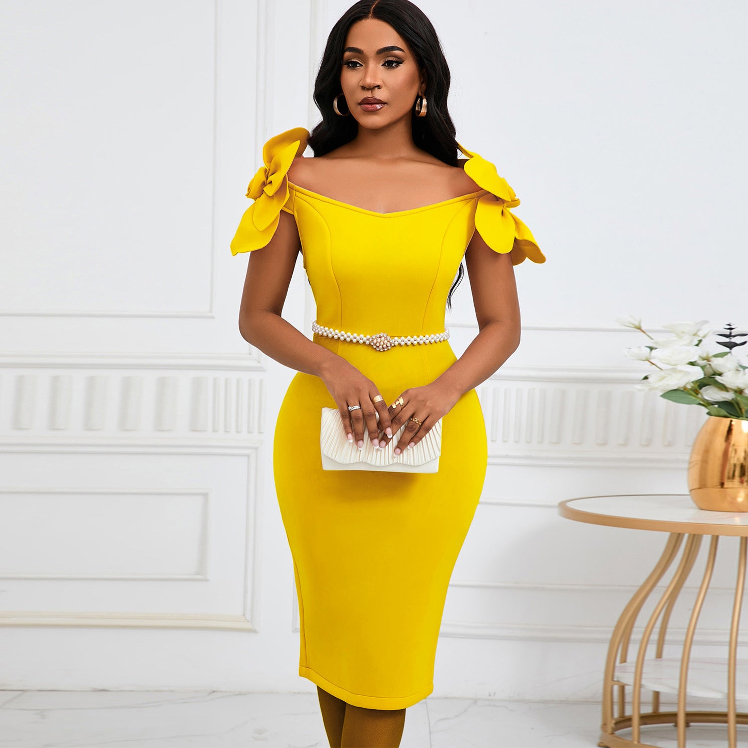 Floral Elegant Off Shoulder Formal Party Dress 5