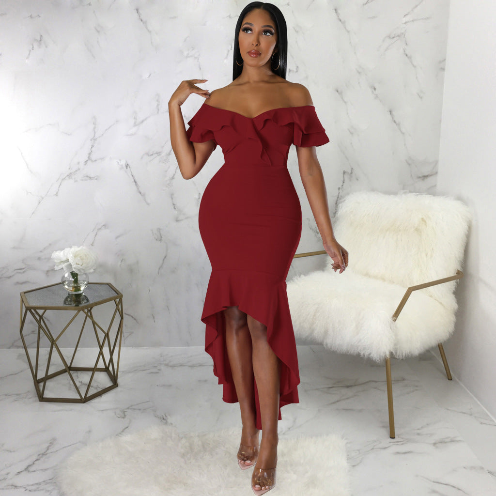 Women Sexy Solid Strapless Dress 6