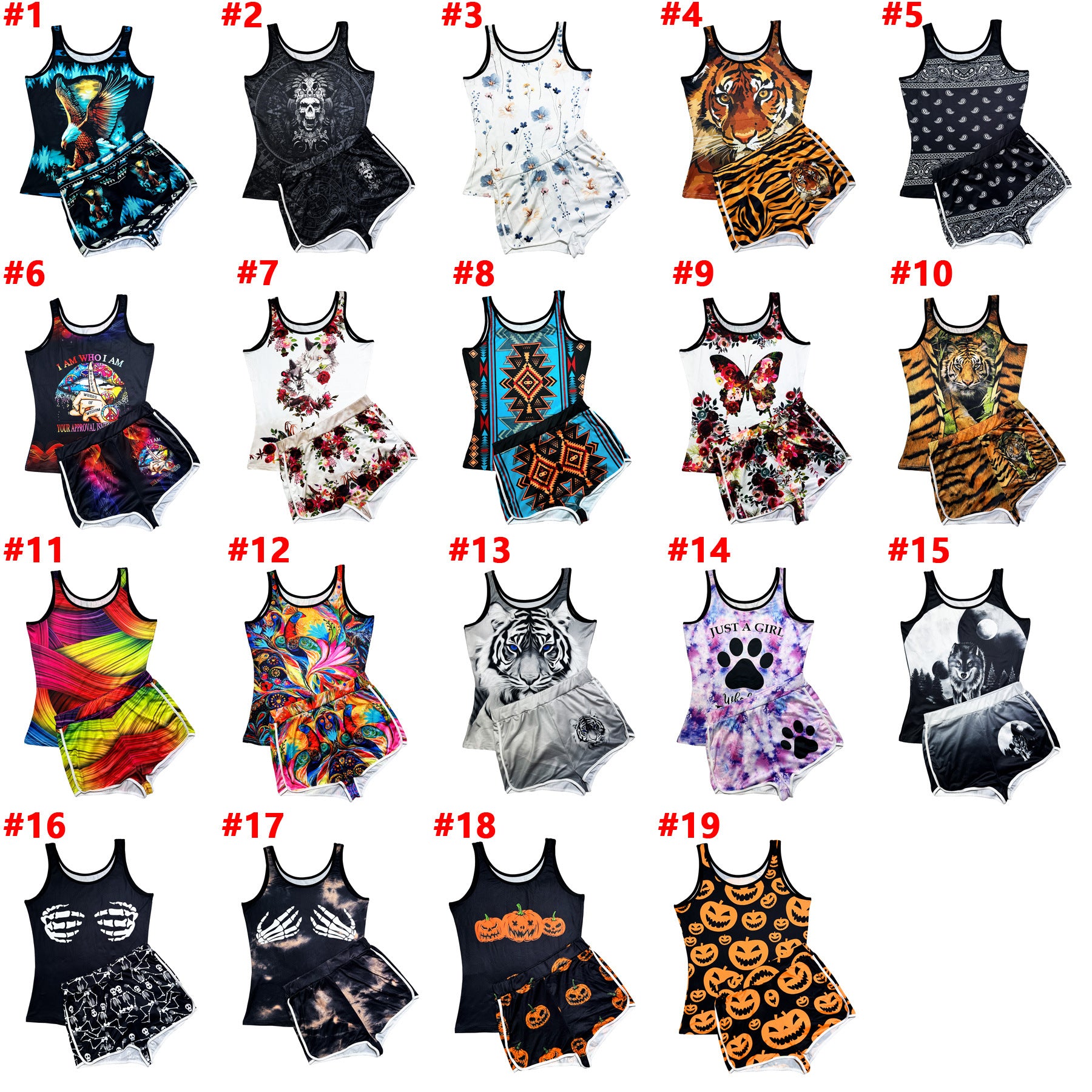 Women's clothing sexy tight fitting print vest shorts two-piece set 42