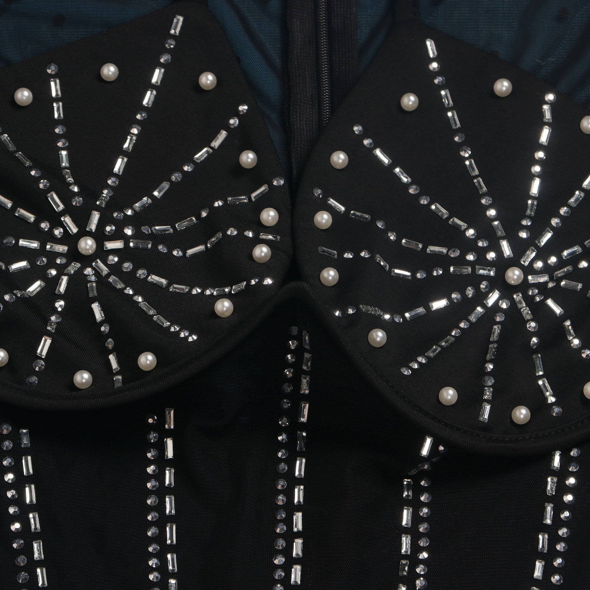 Sexy Beaded Pearl Strip Trendy Stretch Tight Fitting Jumpsuit 19