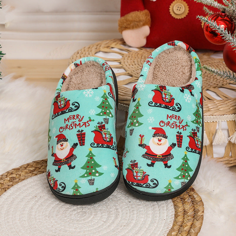 Santa Claus Slippers For Men And Women Autumn And Winter Cute Cartoon Home Non-Slip Couple Indoor Fleece Shoes 6