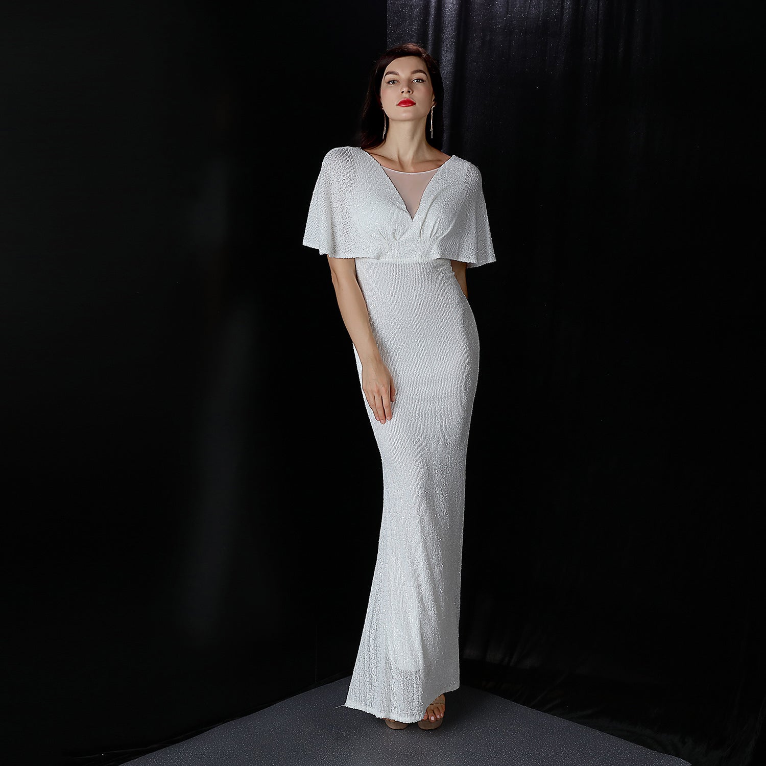 Asymmetrical Short Front Long Back Evening Dress Dance & Party Sequined Gown