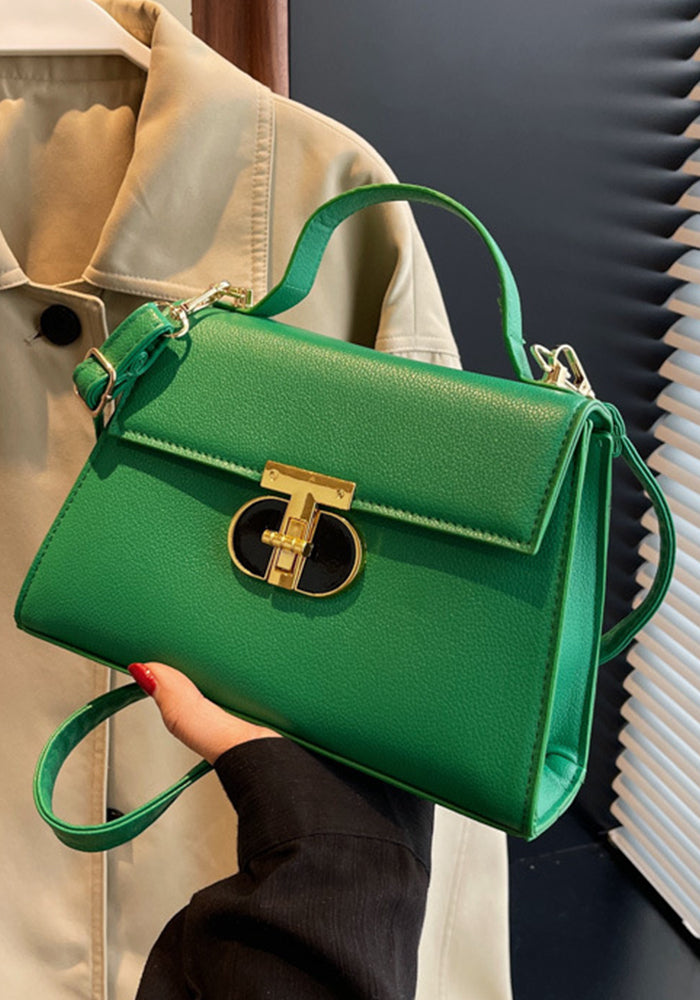 women's lock shoulder Messenger bag solid color small bag