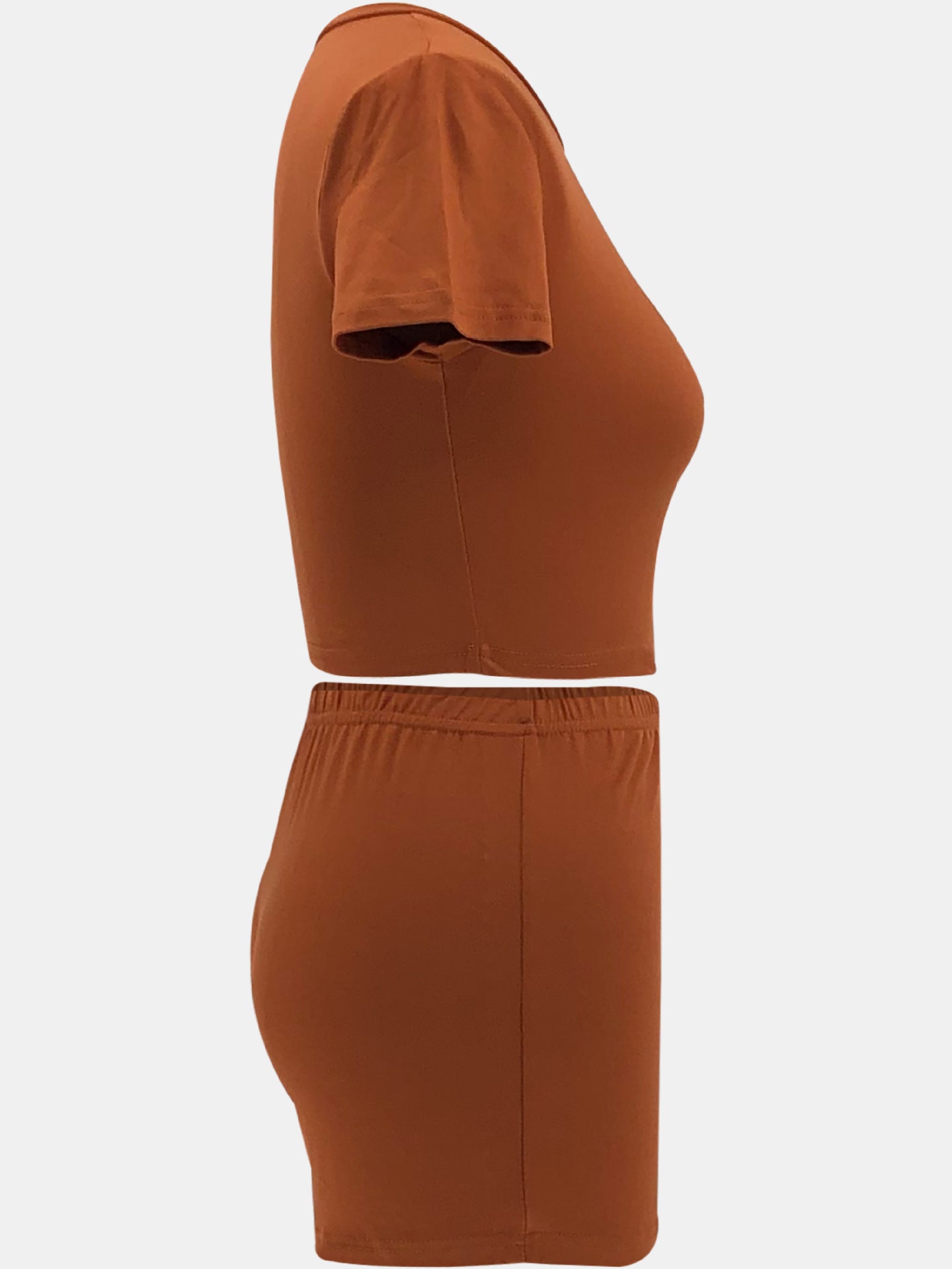 Women Summer Solid Crop Top Shorts Two-Piece Set 67