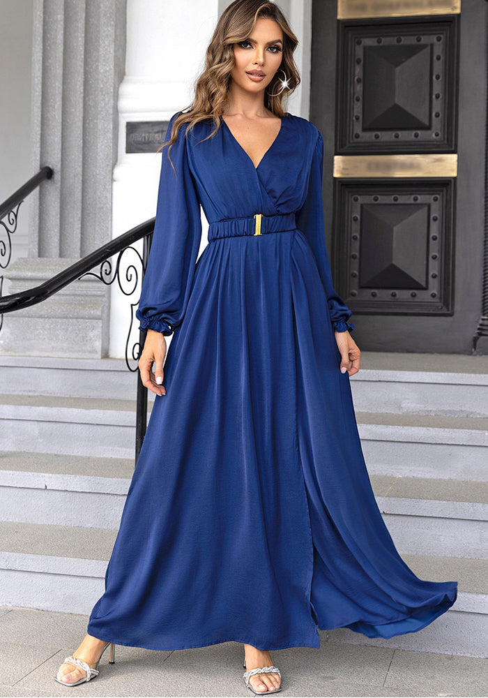 Spring Sexy V-Neck Long Chiffon Formal Party  Evening Dress