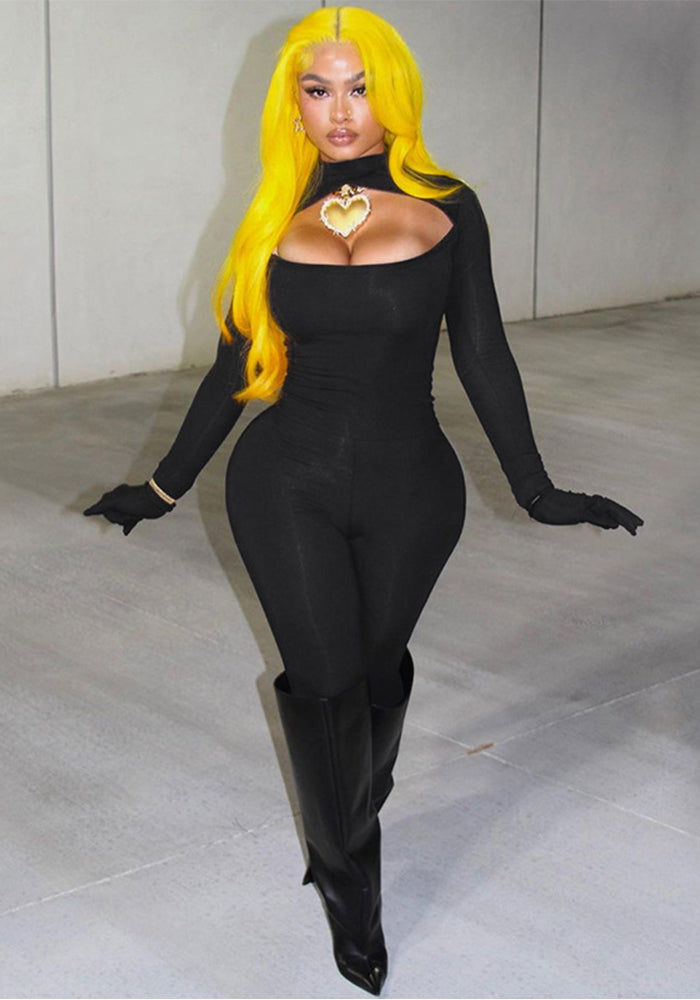 Women Sexy Solid Hollow Bodysuit (Including Gloves)