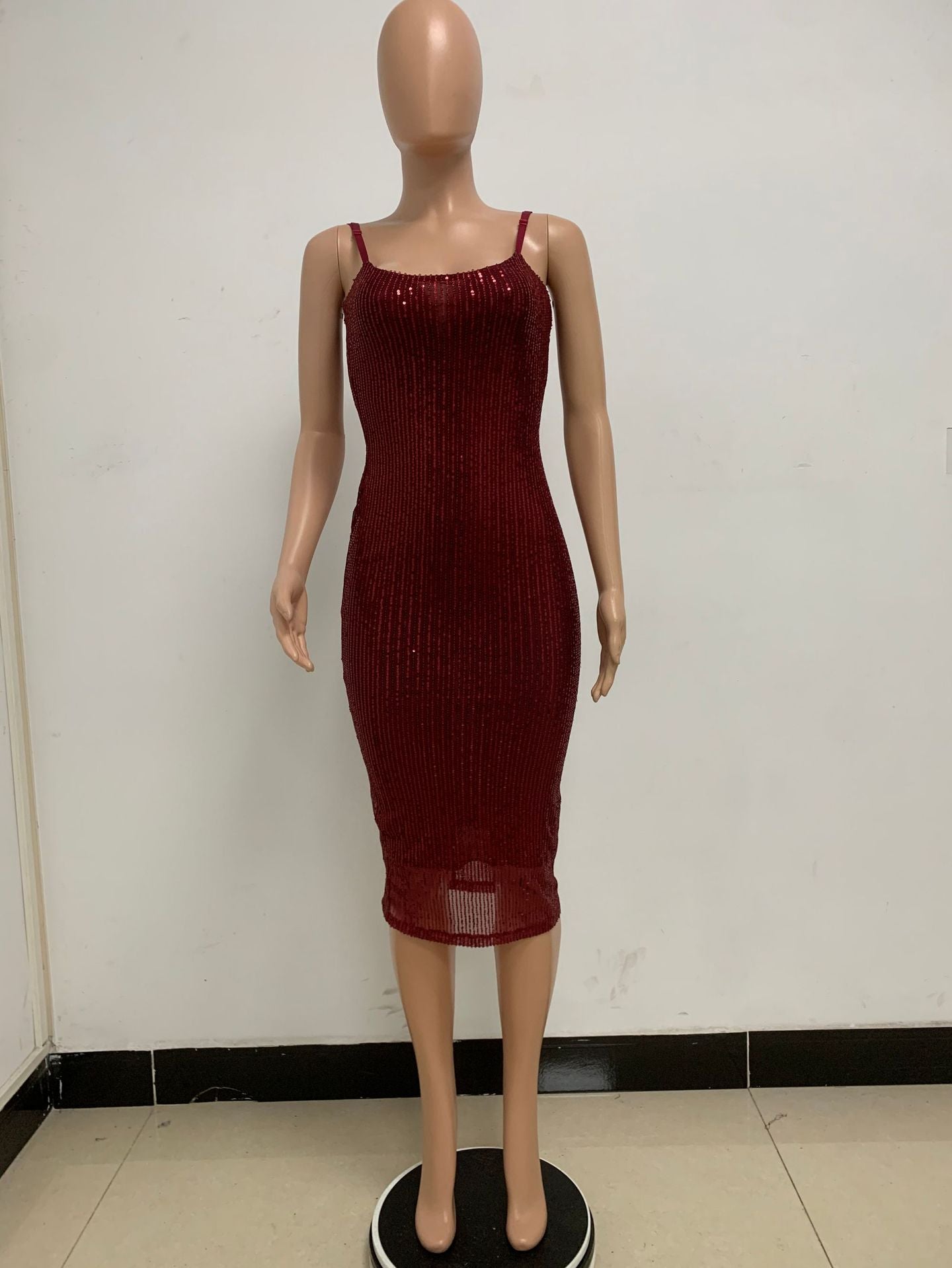 Summer Women's Sleeveless Low Back Straps Sequin Party Dress 75