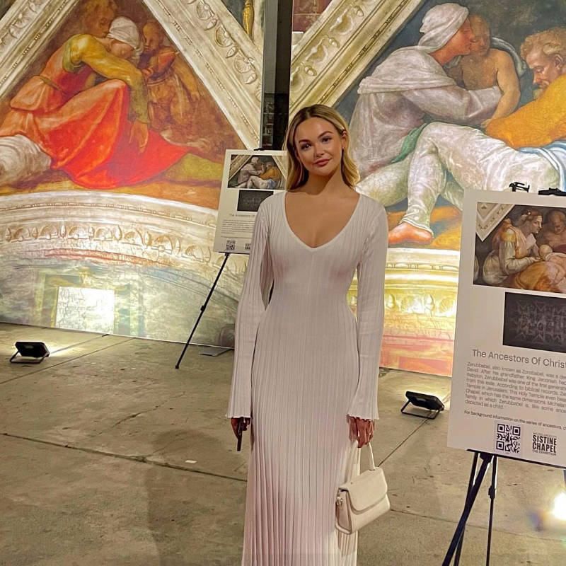 knitting dress Casual Slim Waist V-neck Wide Ribbed Slim Fit long dress 6