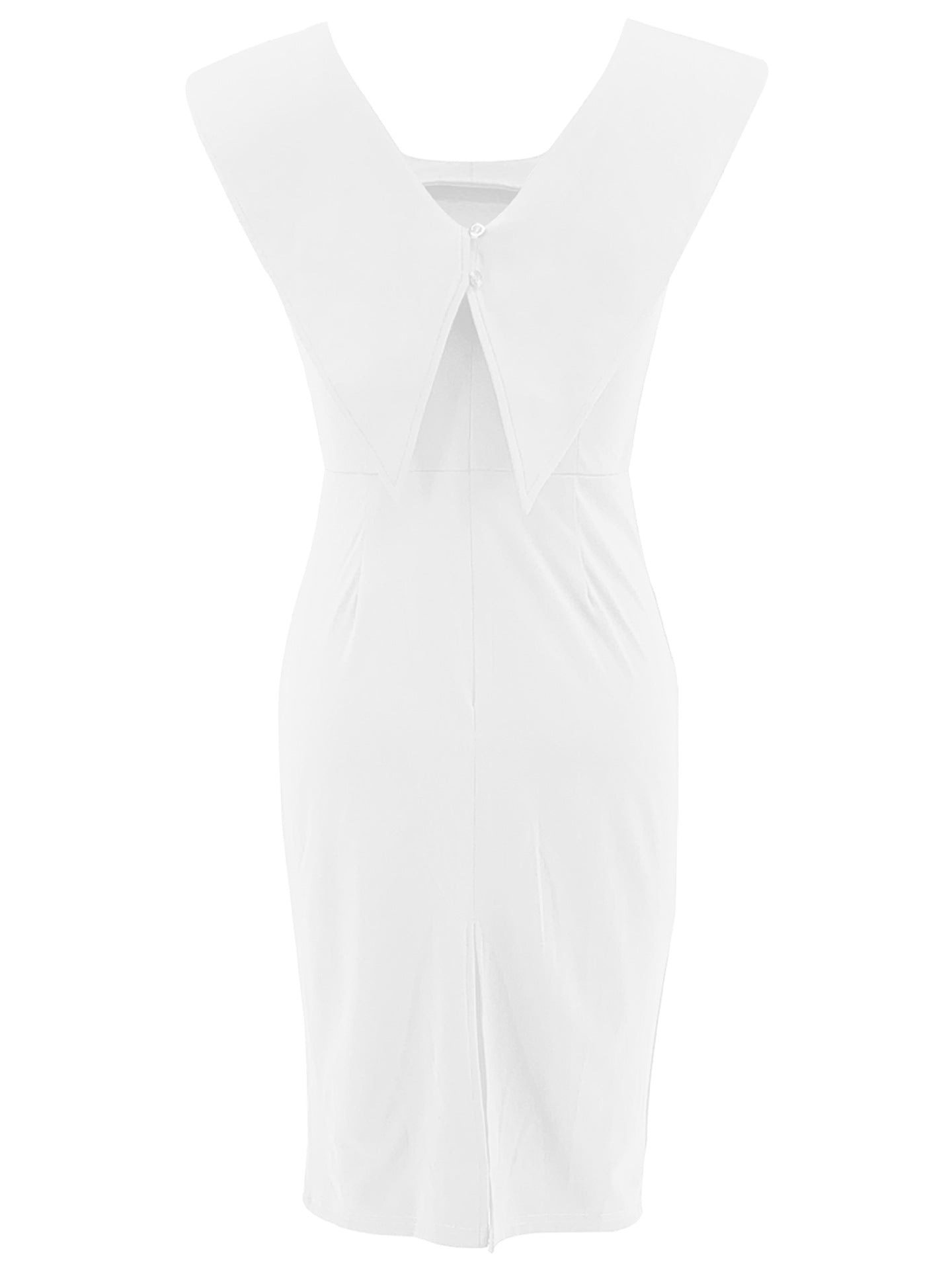 Women's Sleeveless Square Neck Zipper Slit Office Dress 35