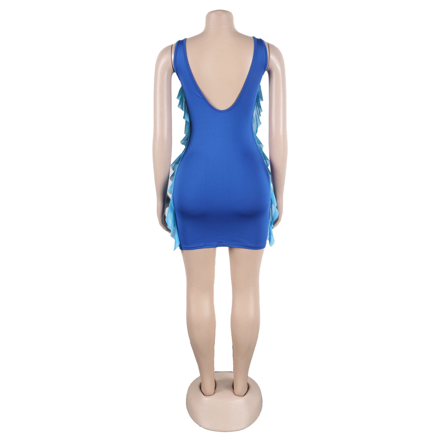 Women Contrasting Ruffles Line Irregular Mini Dress 29