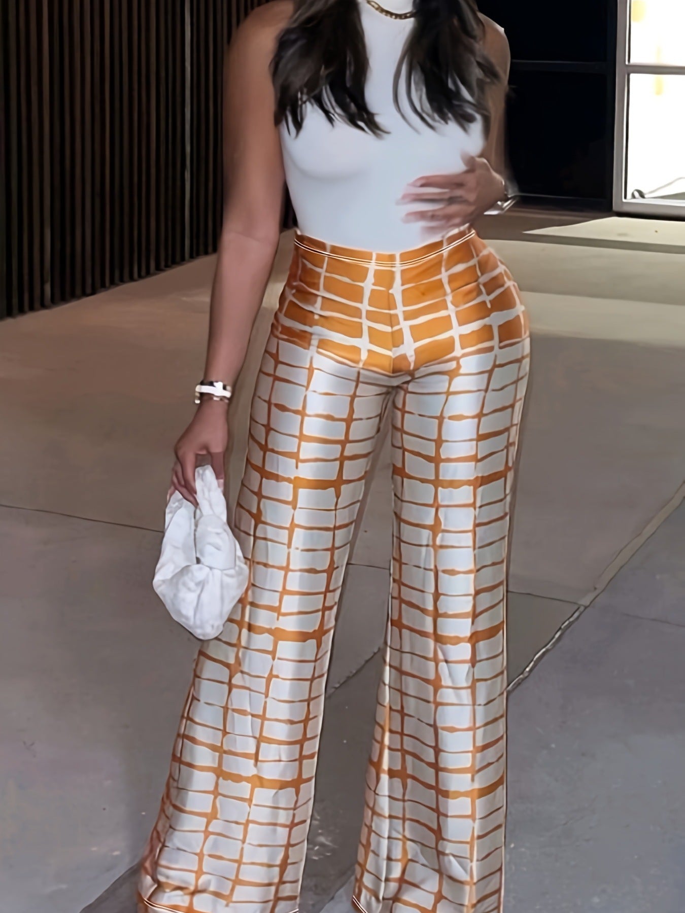 Classic Check Casual Plus Size Pants 3