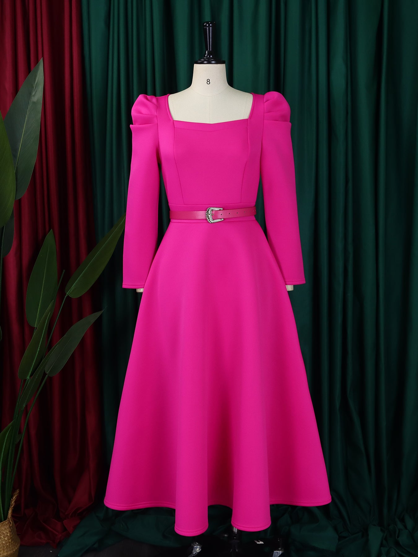 Plus Size Women Winter Puff Sleeve Formal Party Dress 15