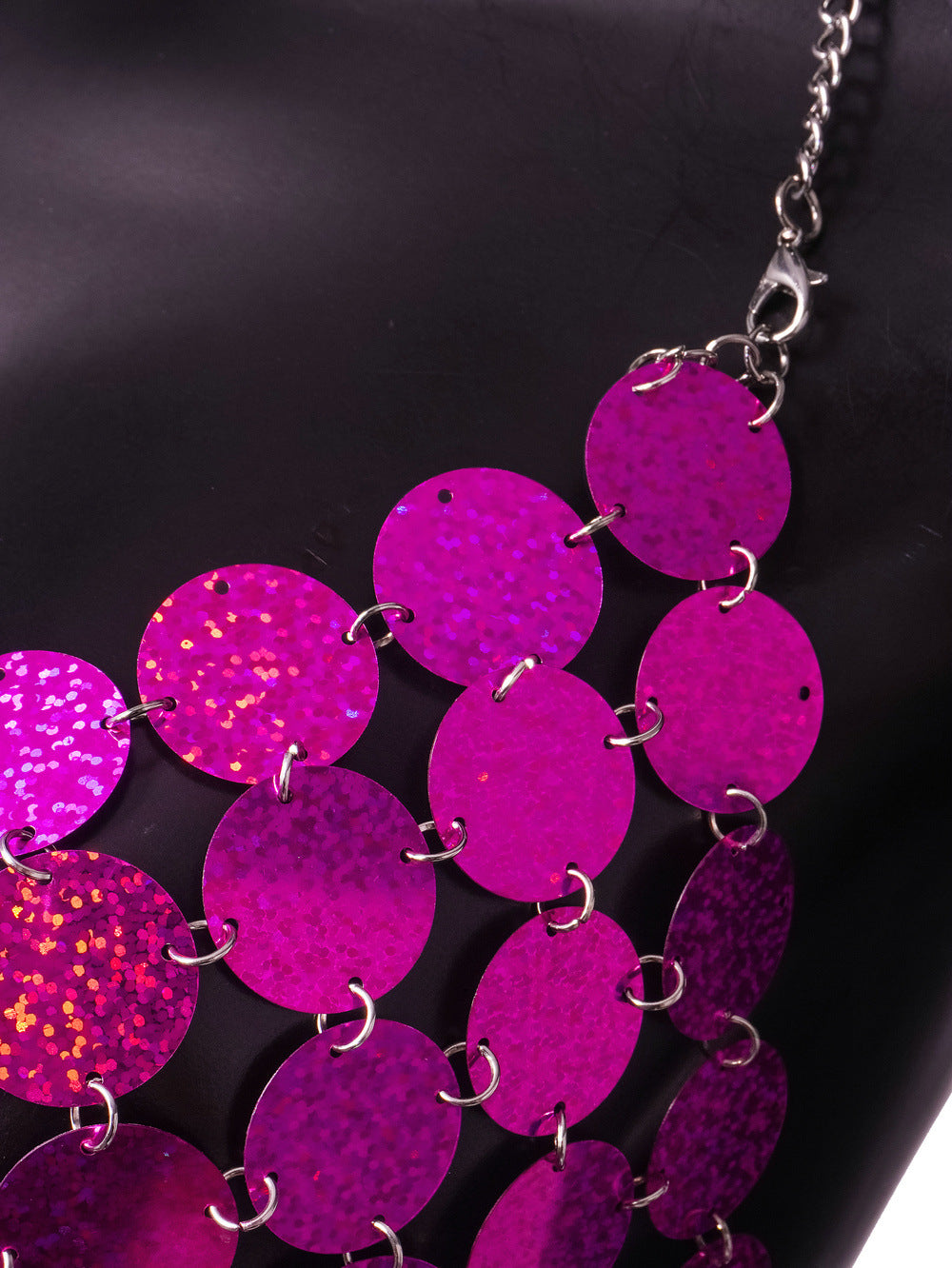 Women Sexy Backless Strap Sequin Patchwork Tassel Set of Two 13