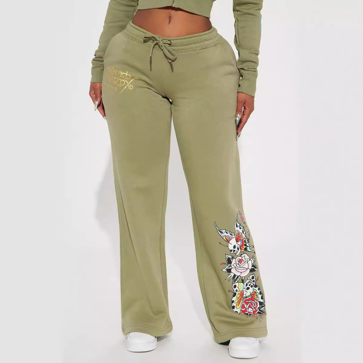 Women Print Hoodies Top and Pant Two-piece Set 3