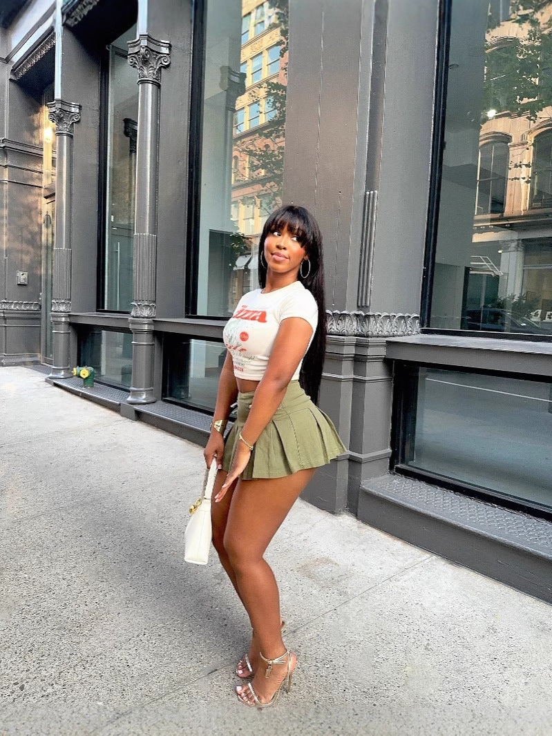 Fashionable Holiday Zipper Pleated Mini Skirt 4