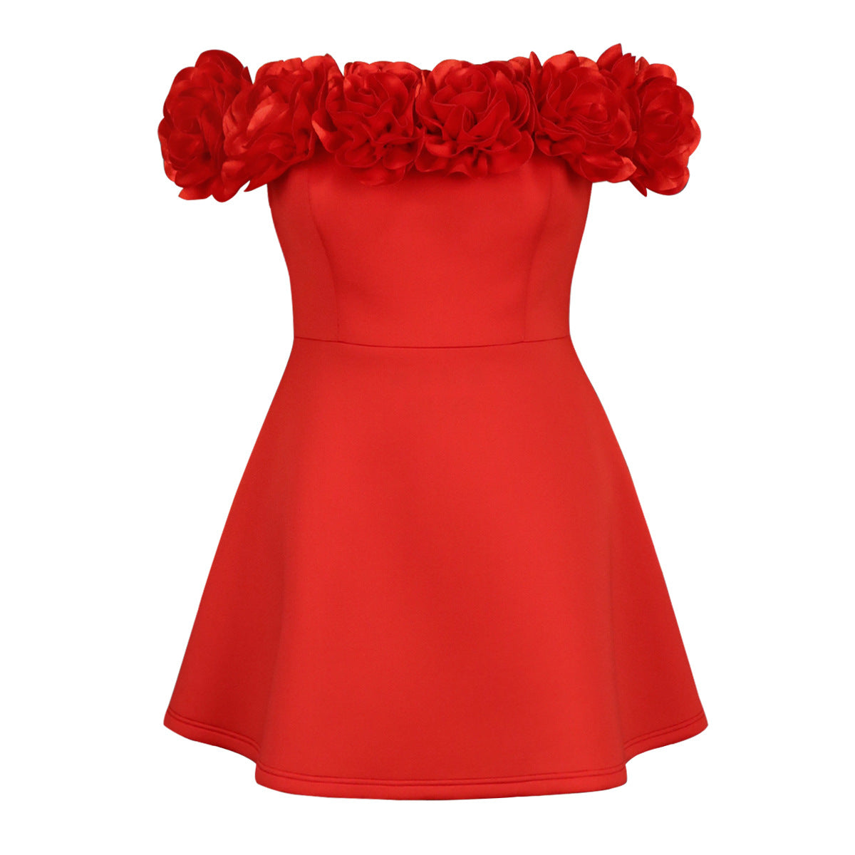 Off Shoulder Flower Patchwork Formal Party Dress